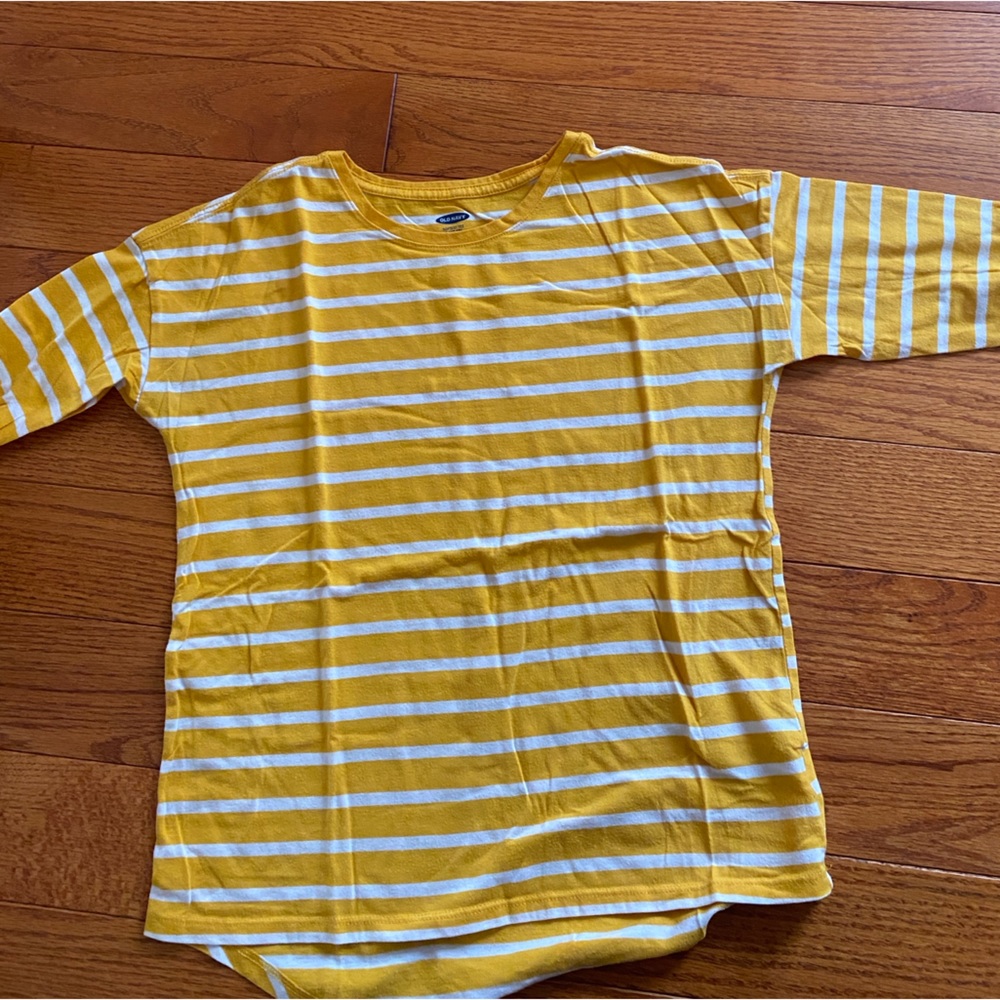 yellow and white striped long sleeve kids